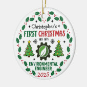 Environmental Engineer First Christmas Custom Name Keramisch Ornament (Links)