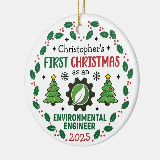 Environmental Engineer First Christmas Custom Name Keramisch Ornament (Links)