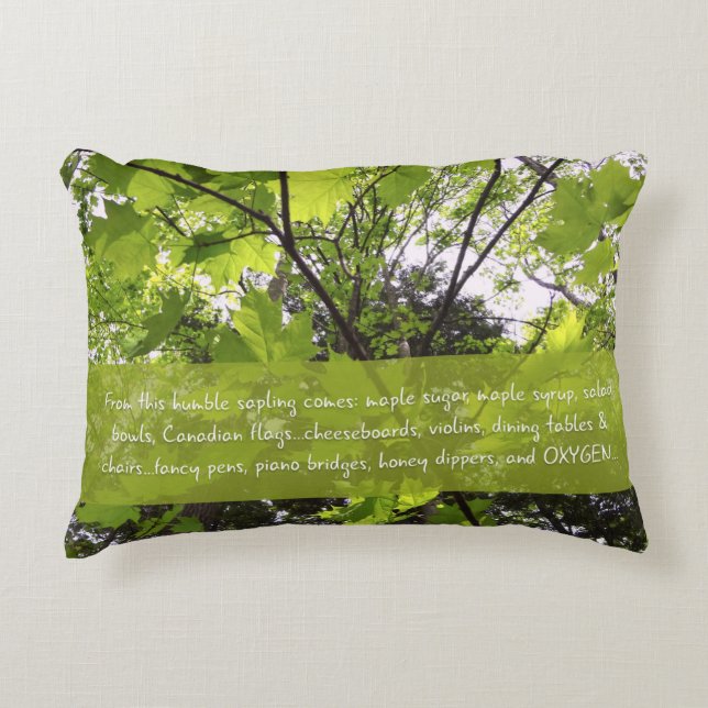 Environmental Message Maple Sapling Accent Pillow Accent Kussen (Voorkant)