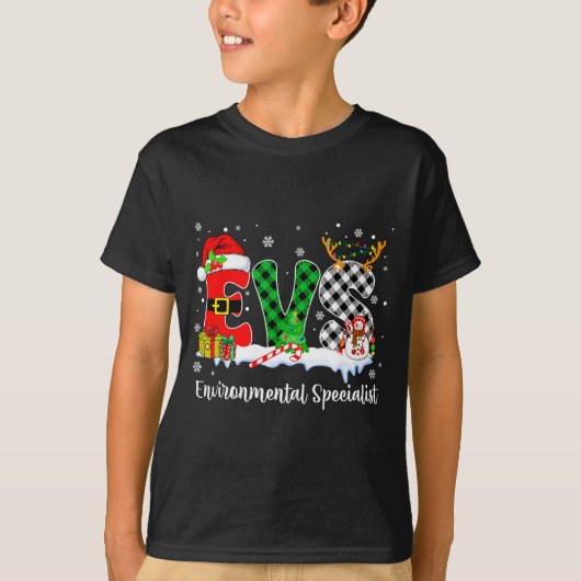 Environmental Specialist Christmas Lights Red Plai T-shirt (Voorkant)