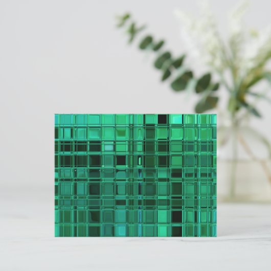 Envy Green Pattern Mosaic Tile Art Briefkaart (Staand voorkant)