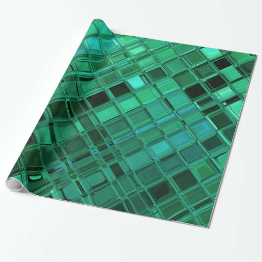 Envy Green Pattern Mosaic Tile Art Cadeaupapier (Uitgerold)