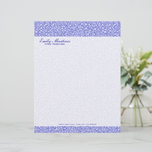 Enwreed blauw diamant kijk glitterpatroon briefhoofd sjabloon (Staand voorkant)