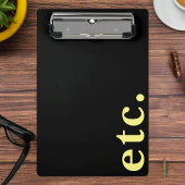 enz. Trendy Moderne Zwart & Geel Vet Typografie Mini Klembord