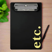 enz. Trendy Moderne Zwart & Geel Vet Typografie Mini Klembord