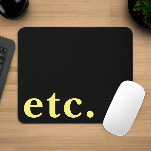 enz. Trendy Moderne Zwart & Geel Vet Typografie Muismat