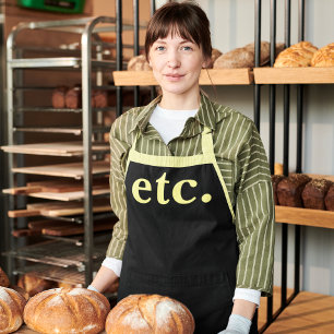 enz. Trendy Moderne Zwart & Geel Vet Typografie Schort