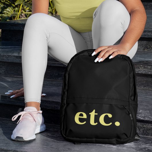 enz. Trendy Zwart & Geel Vet Typografie Bedrukte Rugzak