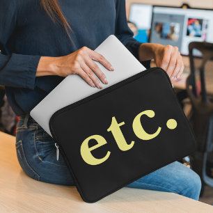 enz. Trendy Zwart & Geel Vet Typografie Laptop Sleeve