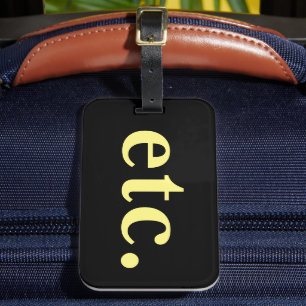 enz. Trendy zwart & geel vet typografie Reizen Bagagelabel