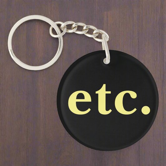 enz. Trendy Zwart & Geel Vet Typografie Sleutelhanger