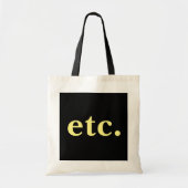 enz. Trendy Zwart & Geel Vet Typografie Tote Bag (Voorkant)
