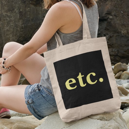 enz. Trendy Zwart & Geel Vet Typografie Tote Bag