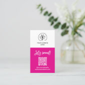 Enzijdige Fuchsia Let's Connect QR-code Visitekaartje (Staand voorkant)