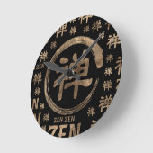 Enzo Circle Zen-symbool en woordpatroon op zwart Ronde Klok (Hoek)