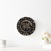 Enzo Circle Zen-symbool en woordpatroon op zwart Ronde Klok (Huis)