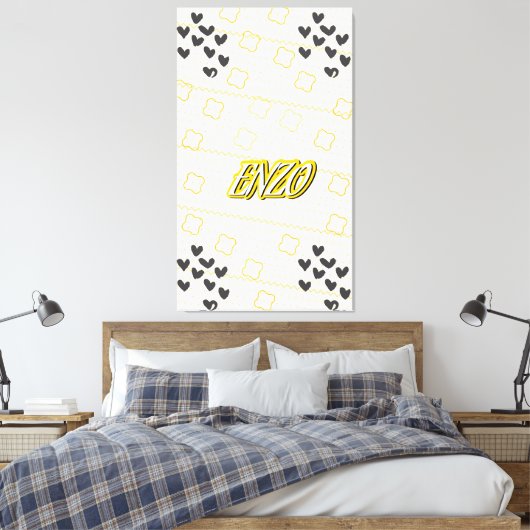 Enzo, nome pessoal de caligrafia desenhada à mão canvas afdruk (Insitu (Slaapkamer))