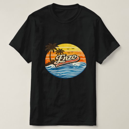 Enzo Retro Sunset Naamontwerp T-shirt (Design voorkant)