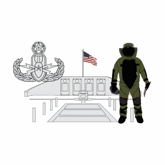 EOD Master Memorial Bomb Suituit Staand Fotobeeldje (Voorkant)