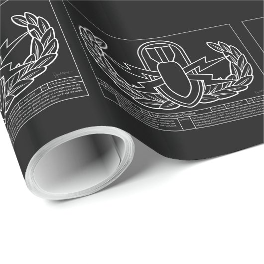 EOD Technical Drawing white Cadeaupapier (Rol Hoek)