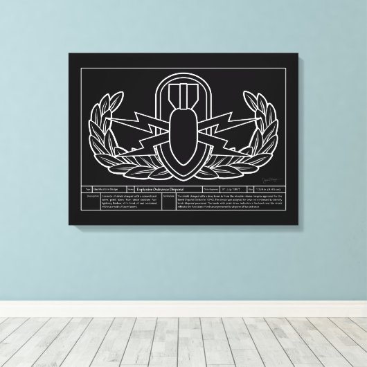 EOD Technical Drawing white Canvas Afdruk (Insitu (Houten vloer))