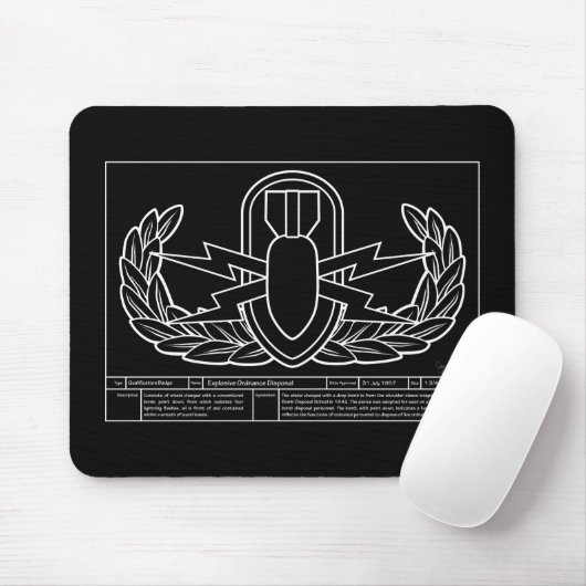 EOD Technical Drawing white Muismat (Met muis)