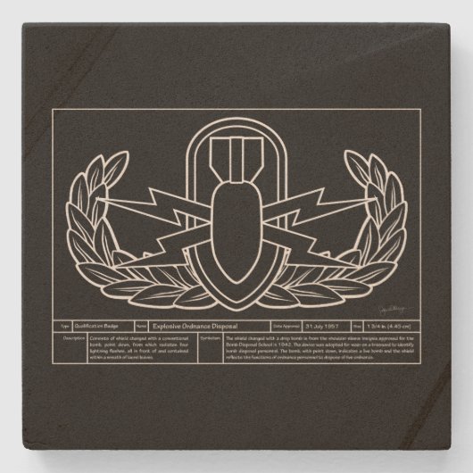 EOD Technical Drawing white Stenen Onderzetter (Voorkant)