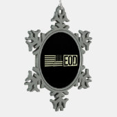 EOD - Zwarte vlag Tin Sneeuwvlok Ornament (Links)