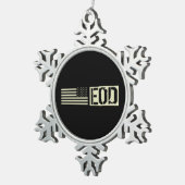 EOD - Zwarte vlag Tin Sneeuwvlok Ornament (Rechts)