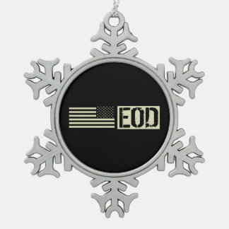 EOD - Zwarte vlag Tin Sneeuwvlok Ornament