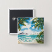 "Eon Isle: Morning Shore" Button/ Pin Vierkante Button 5,1 Cm (Voorkant /achterkant)