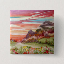 "Eon Isle: Zonnegebergte" vierkante Button/Pin Vierkante Button 5,1 Cm