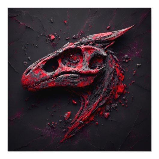 Eons in Crimson Charcoal - Het genie van de AI Foto Afdruk (Voorkant)