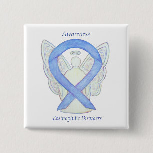 Eosinofiele aandoeningen Voorlichting Ribbon Angel Vierkante Button 5,1 Cm