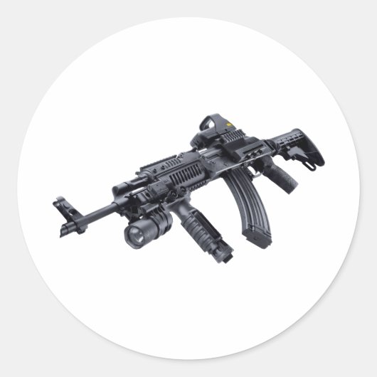 EOTech Sighted Tactical AK-47 Assault Rifle Sticke Ronde Sticker (Voorkant)
