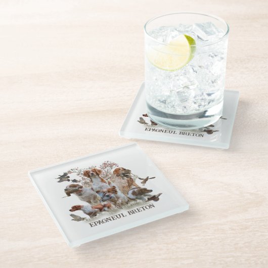 Epagneul Breton, Brittany Spaniel Glazen Onderzetter (Schuin)