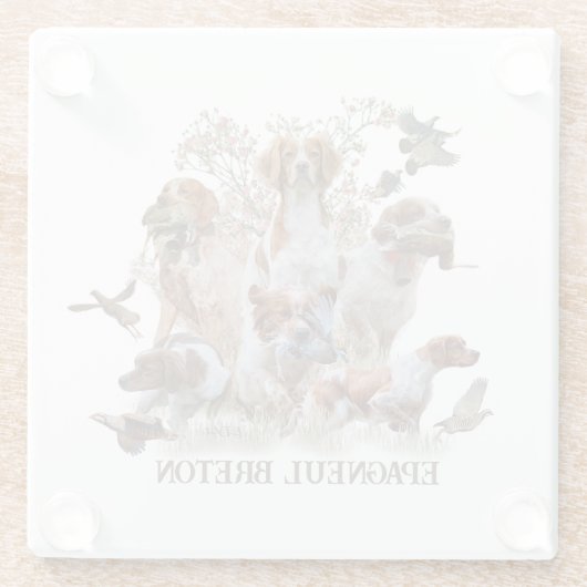 Epagneul Breton, Brittany Spaniel Glazen Onderzetter (Achterkant)