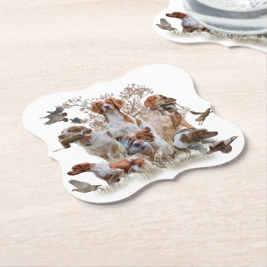 Epagneul Breton, Brittany Spaniel Kartonnen Onderzetters (Gekanteld)