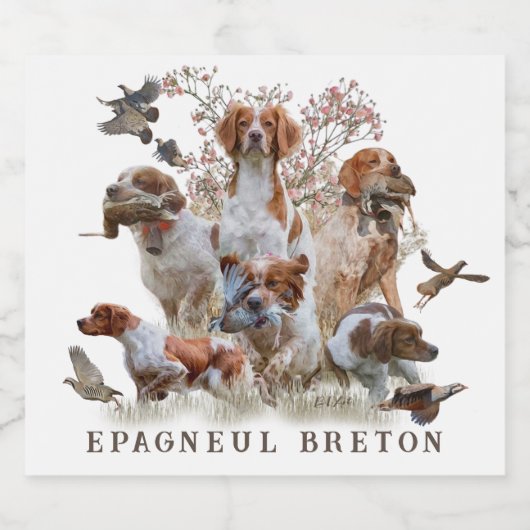 Epagneul Breton, Brittany Spaniel Likeurfles Etiket (Enkel label)
