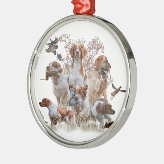 Epagneul Breton, Brittany Spaniel Metalen Ornament (Links)