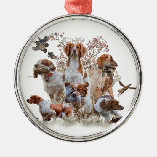 Epagneul Breton, Brittany Spaniel Metalen Ornament (Voorkant)