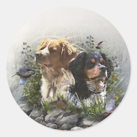 Epagneul Breton, Brittany Spaniel Ronde Sticker (Voorkant)