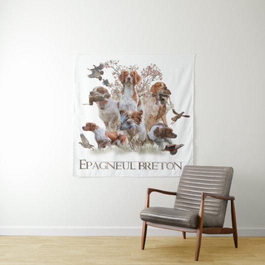Epagneul Breton, Brittany Spaniel Tapestry Wandkleed (In situ)
