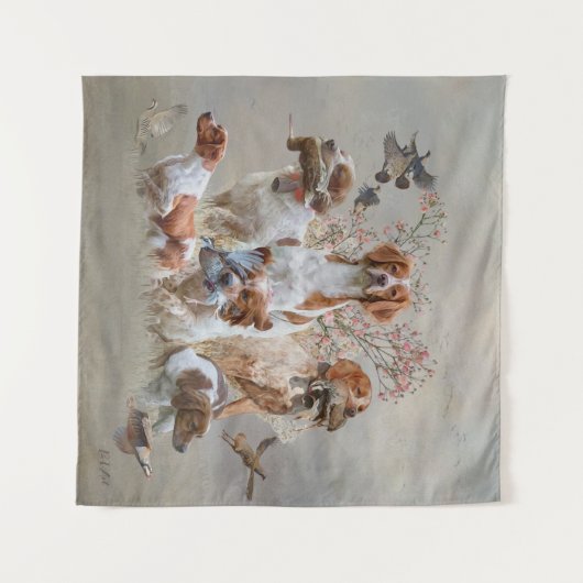 Epagneul Breton, Brittany Spaniel Wandkleed (Voorkant (horizontaal))