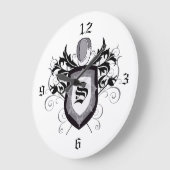 Epee Crest Gray Fencing Clock Grote Klok (Hoek)