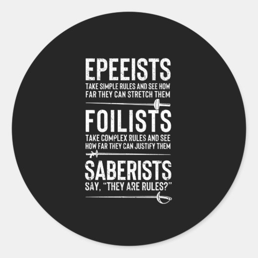 Epee fencer folie fencer saber fencer ronde sticker (Voorkant)