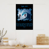 Eph 2:8 Grizzly Beren in de oceaan Poster (Keuken)