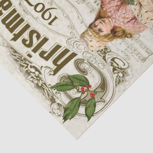 Ephemera1907 Kerstmis Carol Holly Berry Decoupage Tissuepapier (Detail)