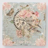 Ephemera achtergrond Frans Decoratief blauw Stenen Onderzetter (Voorkant)