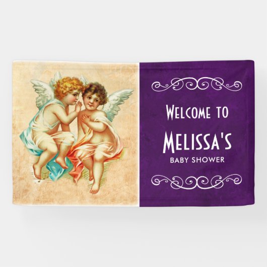 Ephemera Angel Cherubs-Baby shower Spandoek (Horizontaal)